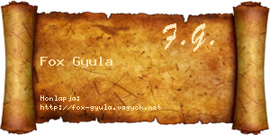 Fox Gyula névjegykártya